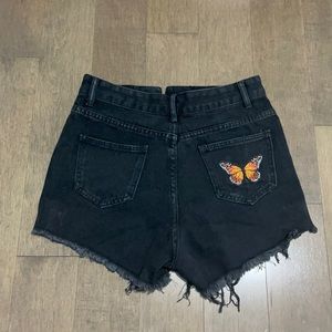 Embroidered jean shorts